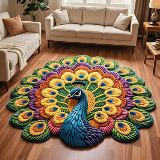 Peacock Floral 3D Effect Rug - A - 63" - image 0