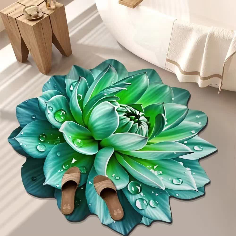 Colorful Floral 3D Effect Rug - Green - 55" - image 5