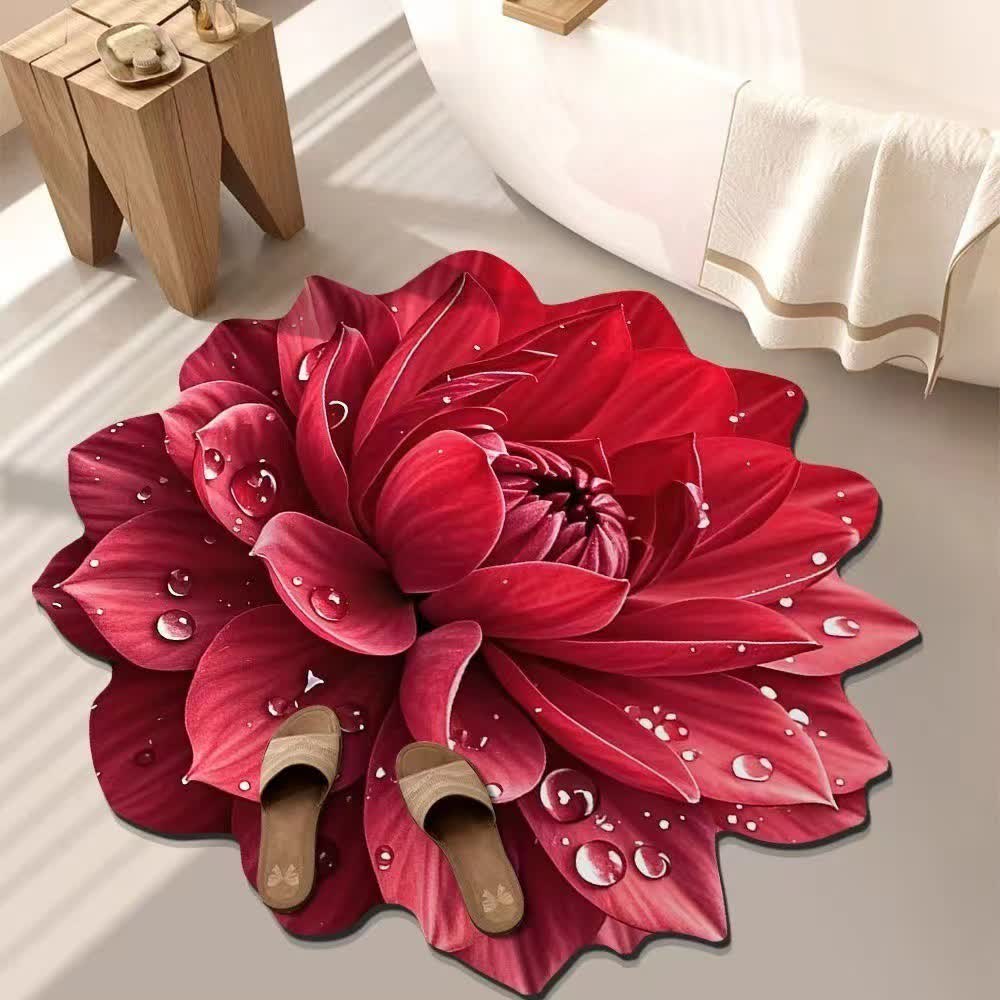 Colorful Floral 3D Effect Rug - Red - 55" - image 3