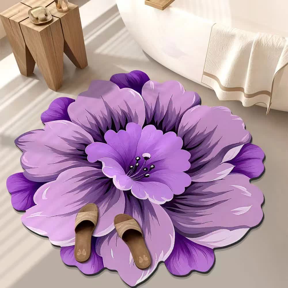 Rustic Style Flower 3D Effect Rug - Purple - 47" x 47" - image 2
