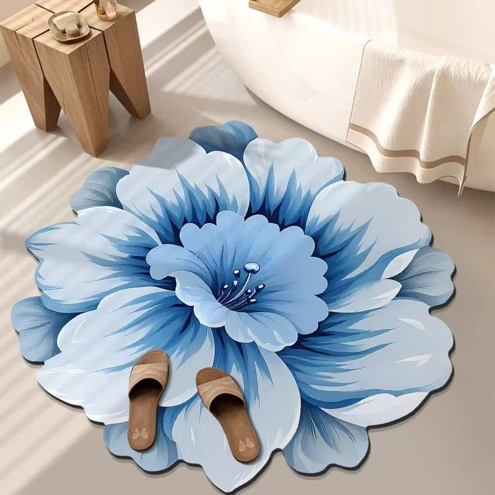 Rustic Style Flower 3D Effect Rug - Light Blue - 47" x 47" - image 5