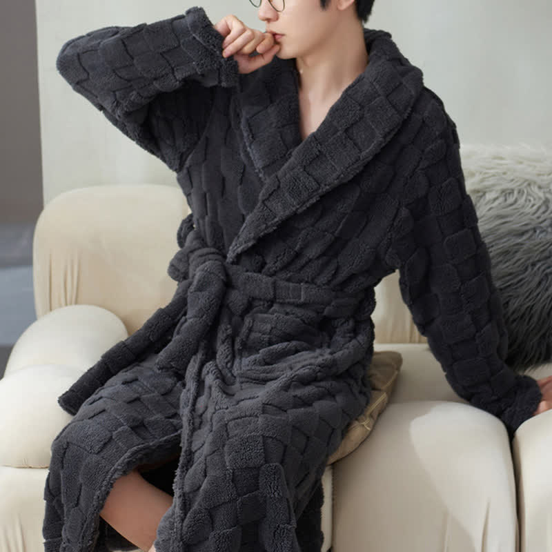 Couple Matching Plaid Textured Fleece Robe - image 11