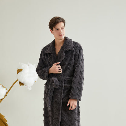 Unisex Solid Wavy Textured Bathrobe - Dark Gray - XL - image 11