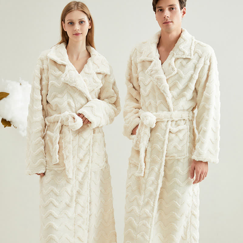 Unisex Solid Wavy Textured Bathrobe - image 2