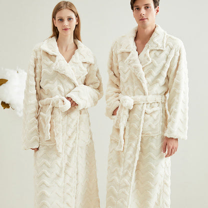 Unisex Solid Wavy Textured Bathrobe - image 2