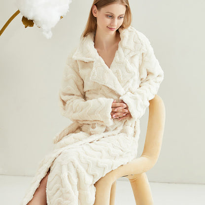 Unisex Solid Wavy Textured Bathrobe - image 5
