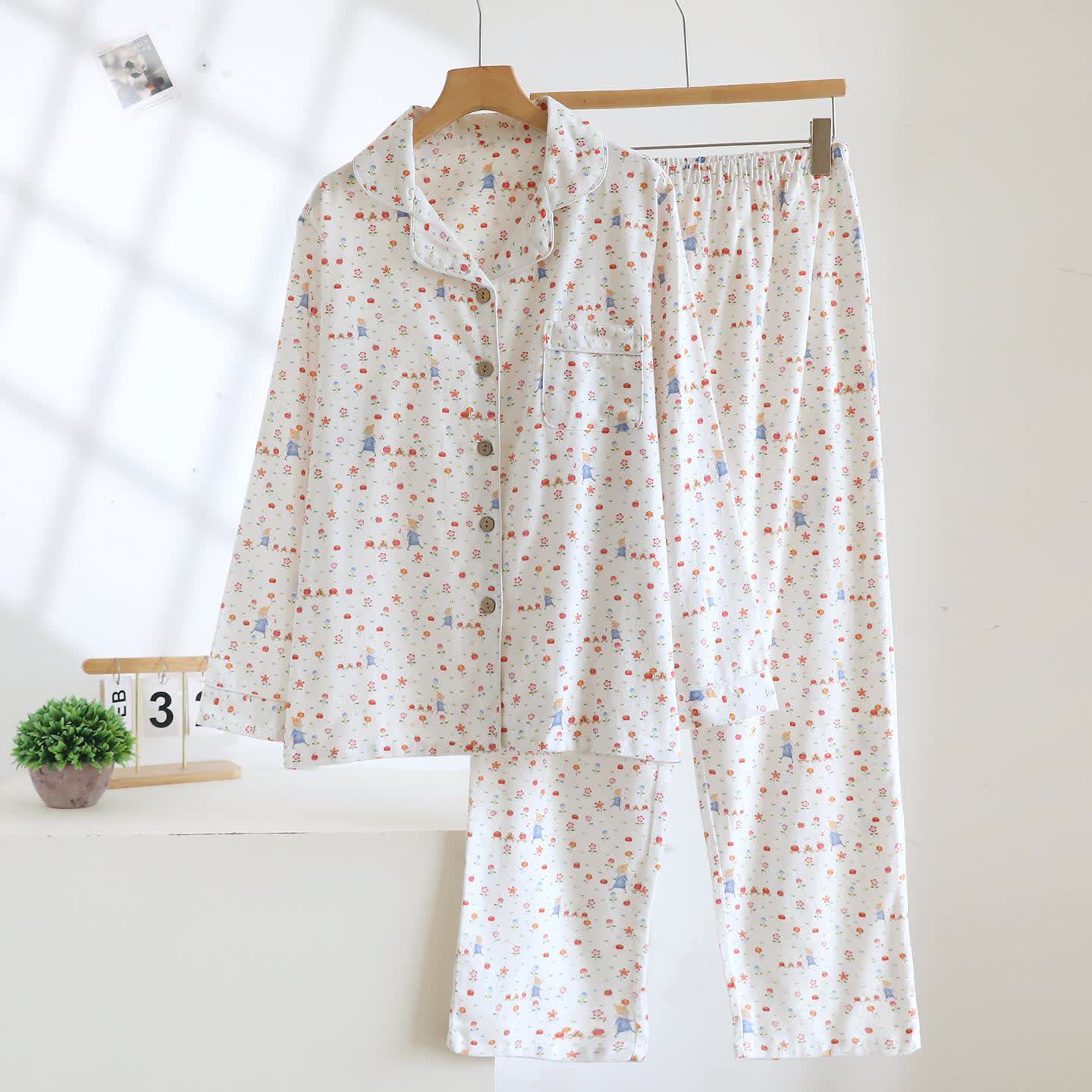 Dreamy Floral Brushed Cotton Loungewear Set - As Picture - XL - image 0