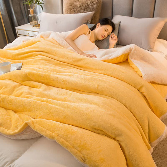 Solid Color Sherpa Duvet Cover Blanket - Yellow - Queen - image 0