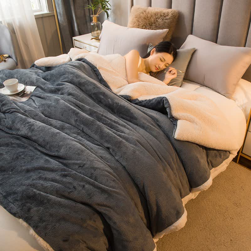 Solid Color Sherpa Duvet Cover Blanket - Dark Gray - Queen - image 29
