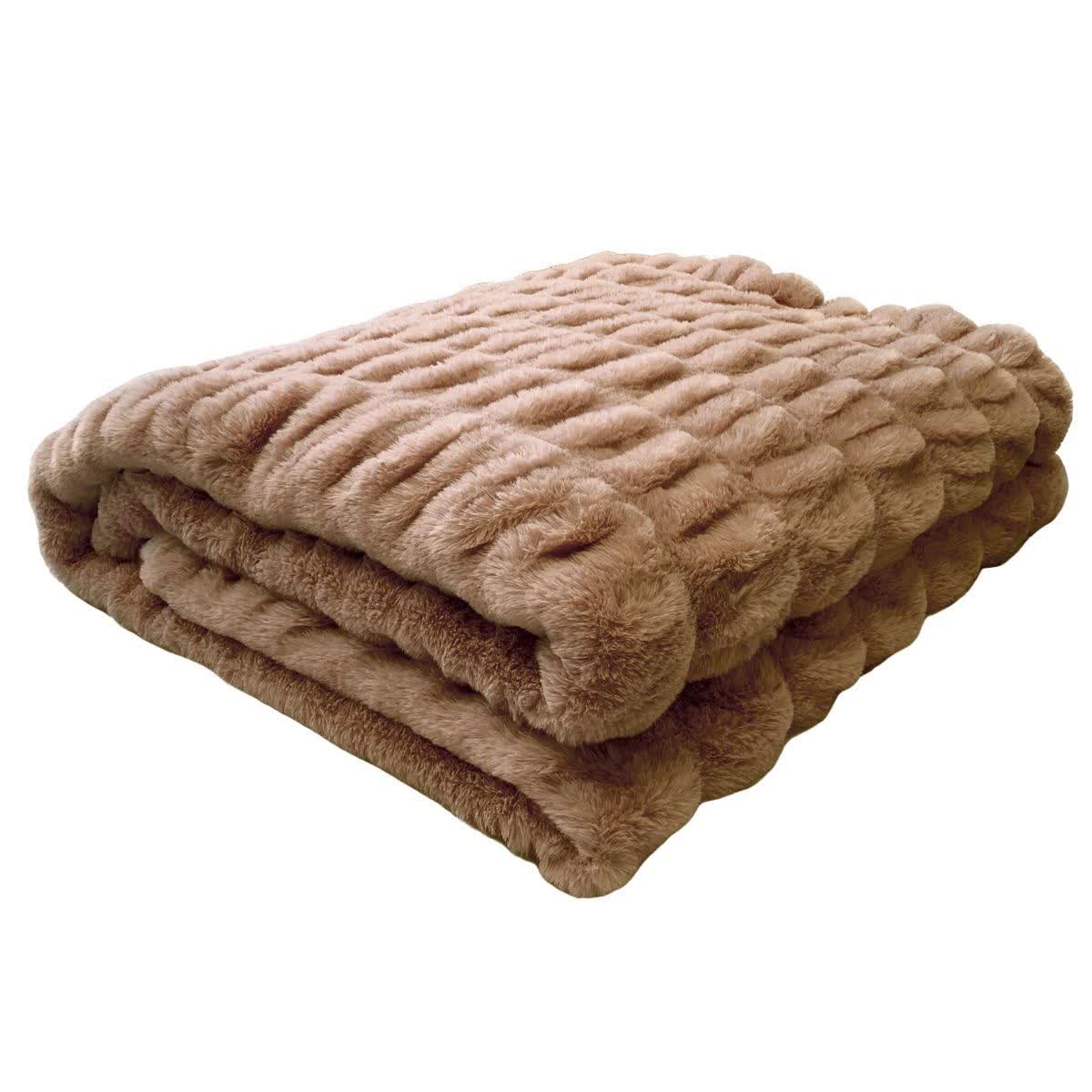 Tie-Dye Faux Rabbit Fur Blanket - Coffee - 59"W x 79"L - image 8