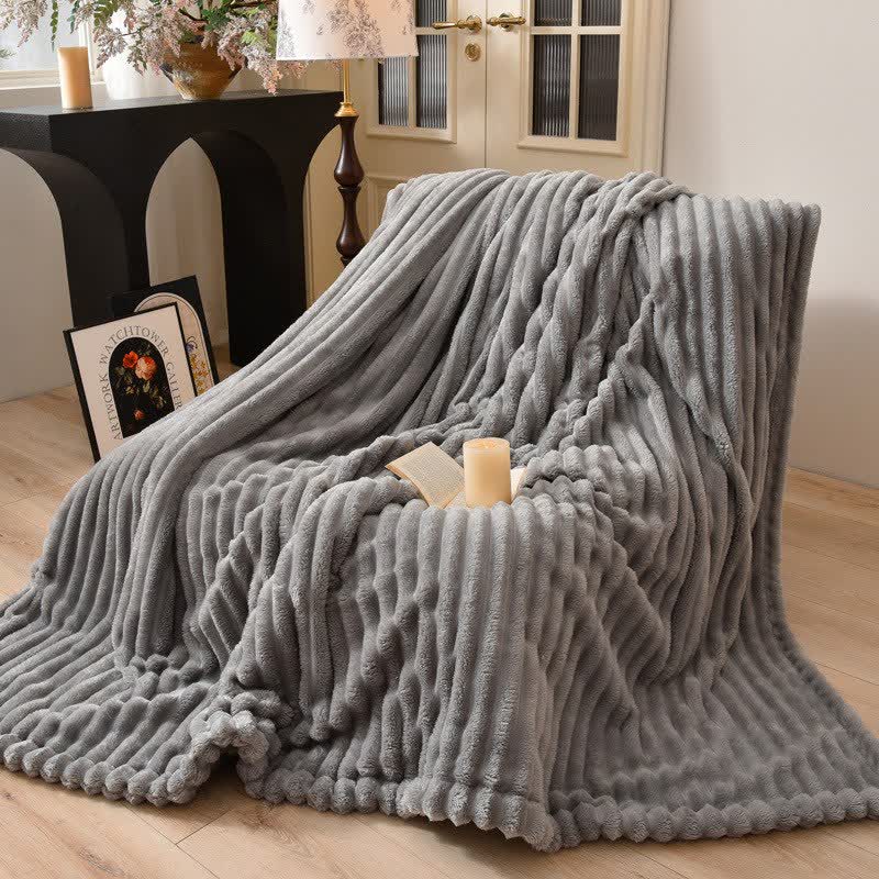 Modern Striped Warm Throw Blanket - Gray - Queen - image 14