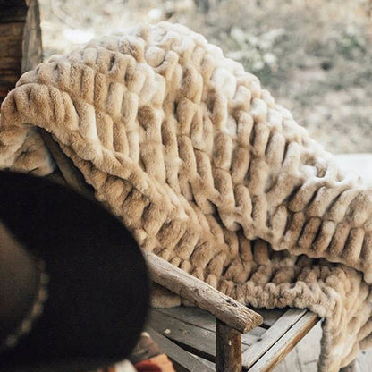 Tie-Dye Faux Rabbit Fur Blanket - image 5