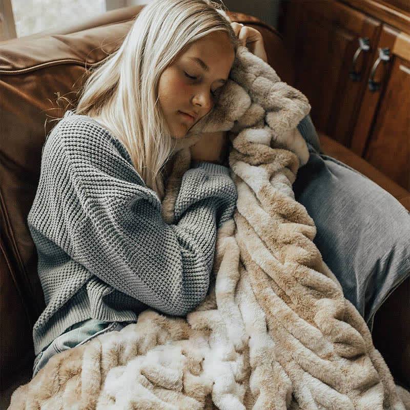 Tie-Dye Faux Rabbit Fur Blanket - image 3