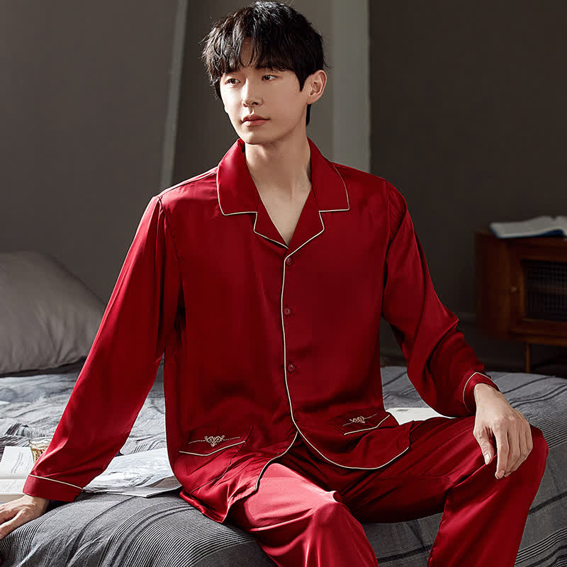 Lace Couple Matching Nightwear Set - Red - Men:3XL - image 5