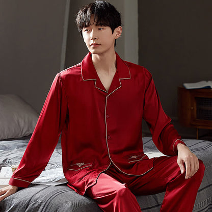 Lace Couple Matching Nightwear Set - Red - Men:3XL - image 5