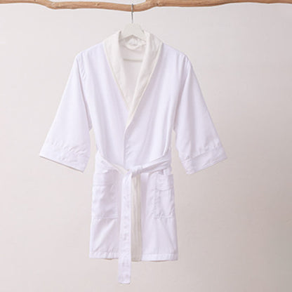 Minimalist Solid Color Pocket Child Bathrobe - White - XL - image 3