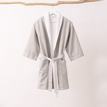 Minimalist Solid Color Pocket Child Bathrobe - Grey - XL - image 10