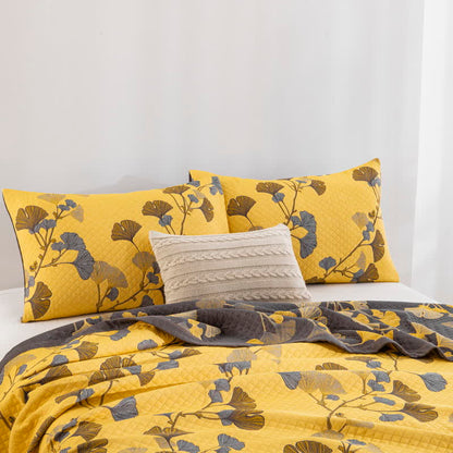 Ginkgo Leaf Organic Cotton Reversible Quilt - image 21