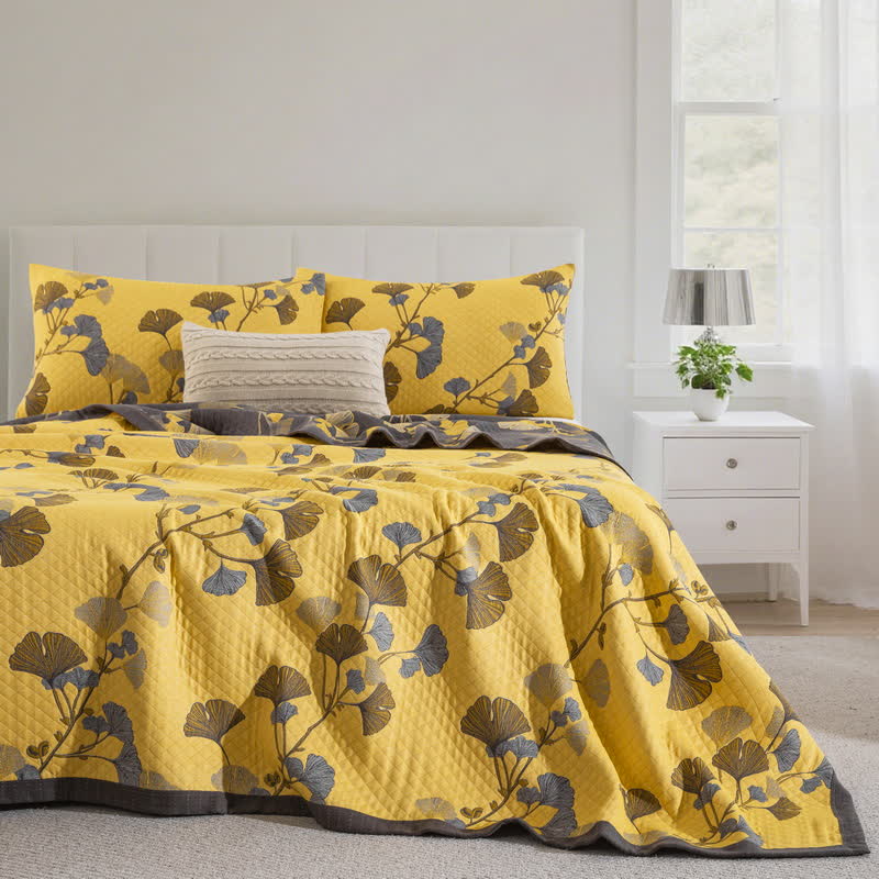 Ginkgo Leaf Organic Cotton Reversible Quilt - image 19