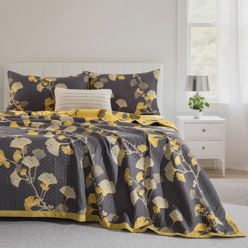 Ginkgo Leaf Organic Cotton Reversible Quilt - image 27