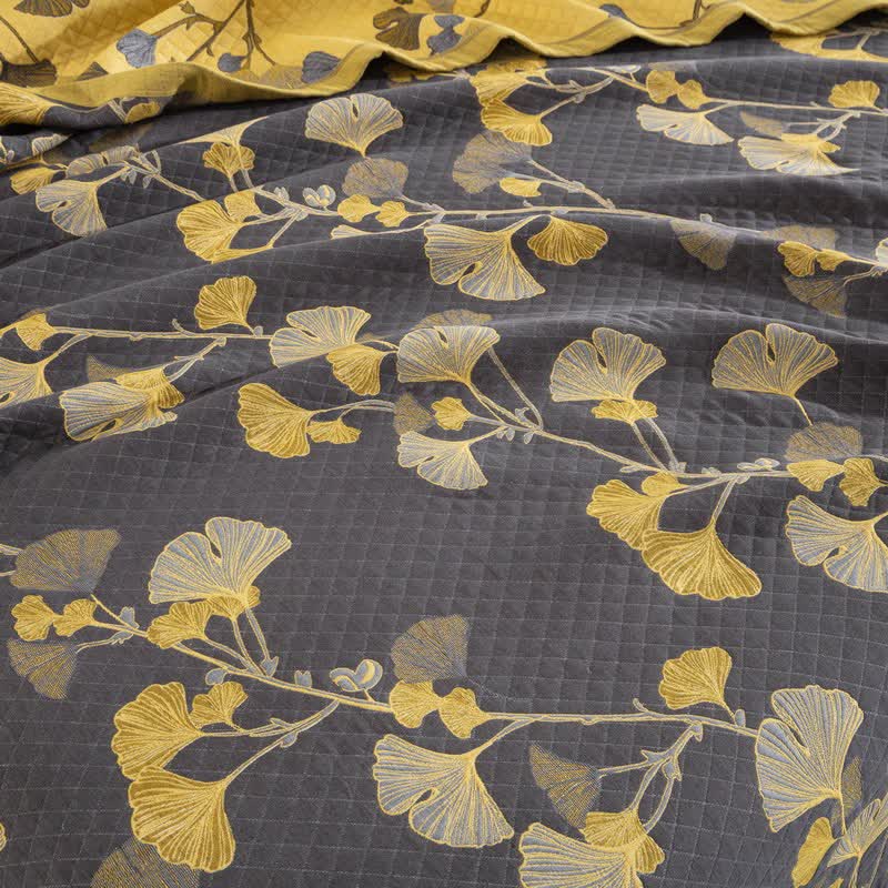Ginkgo Leaf Organic Cotton Reversible Quilt - image 33