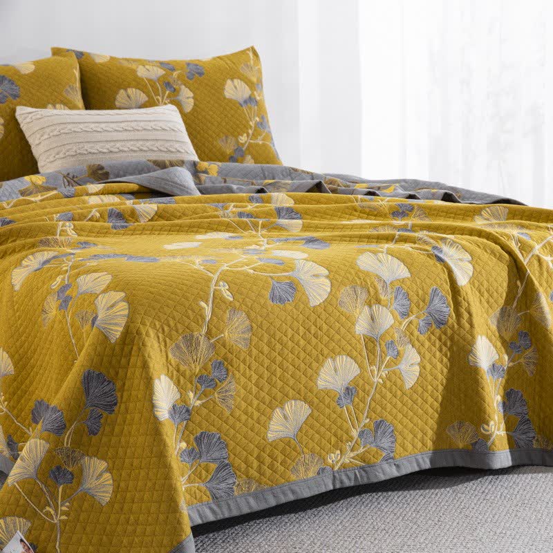 Ginkgo Leaf Organic Cotton Reversible Quilt - image 37
