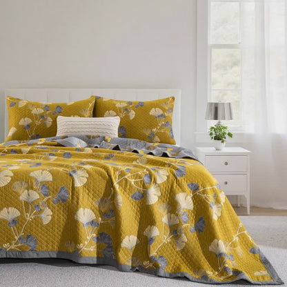 Ginkgo Leaf Organic Cotton Reversible Quilt - image 35