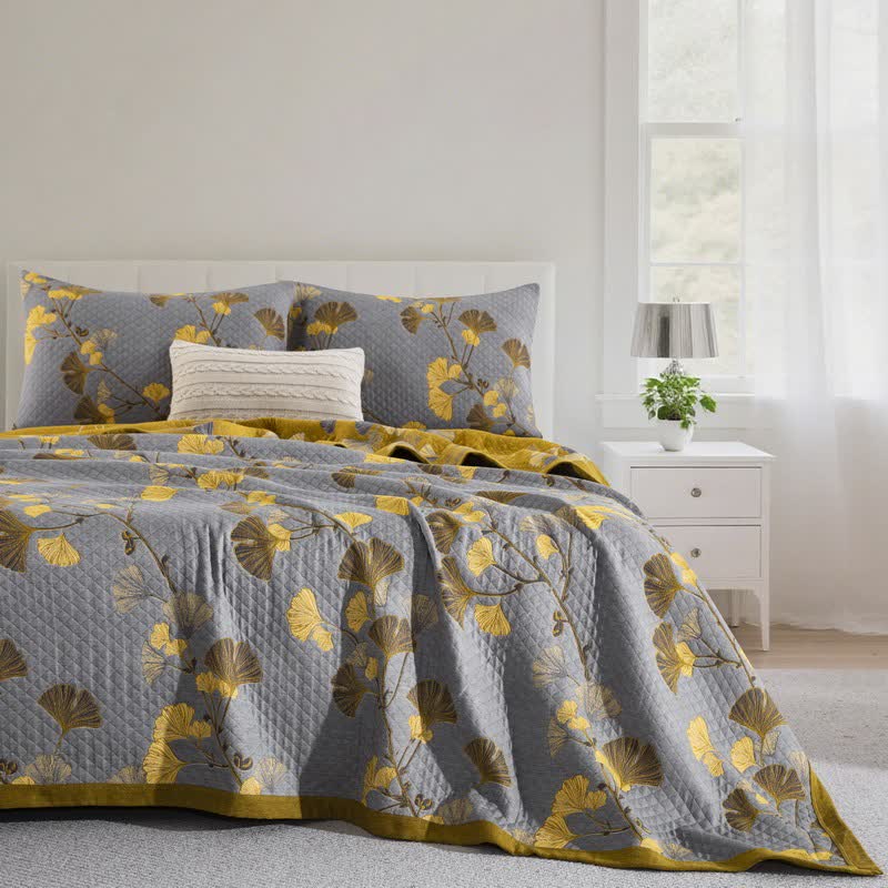 Ginkgo Leaf Organic Cotton Reversible Quilt - image 42