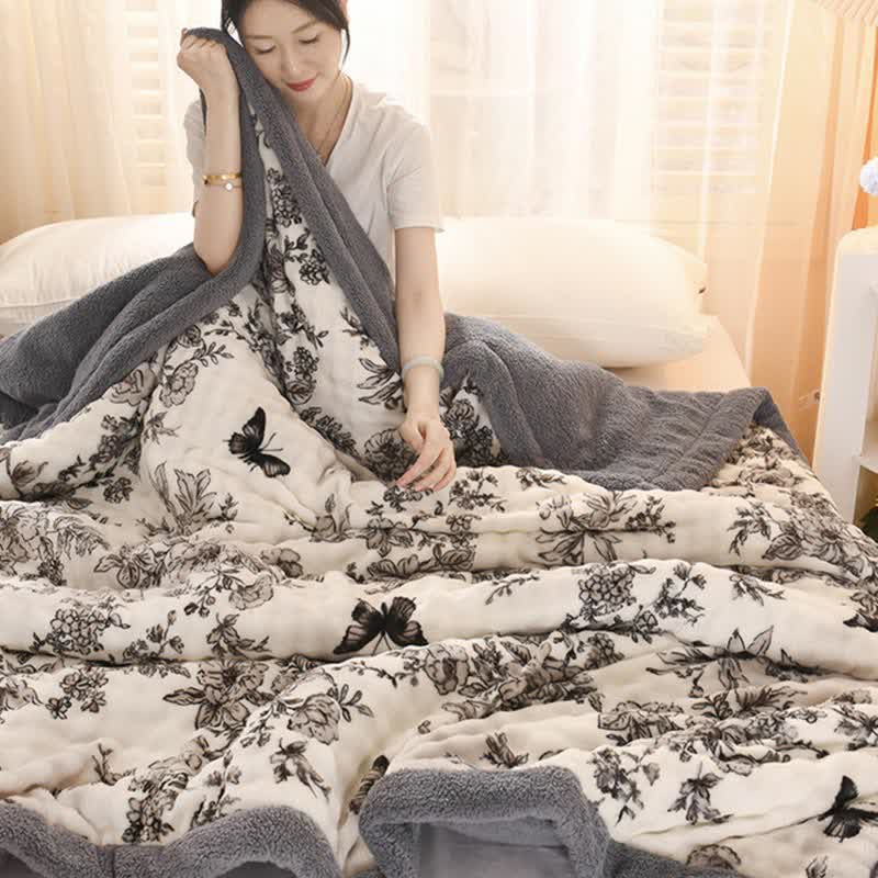 Elegant Floral Butterfly Throw Blanket - image 1
