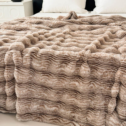Faux Fur Wavy Jacquard Plush Blanket - image 10