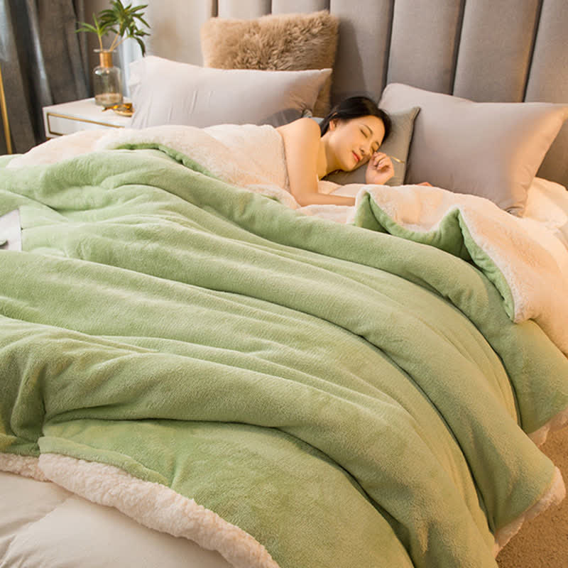 Solid Color Sherpa Duvet Cover Blanket - image 9