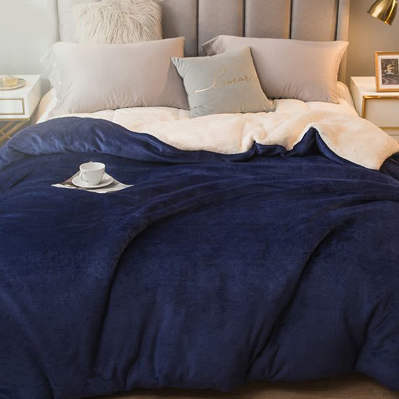 Solid Color Sherpa Duvet Cover Blanket - image 18
