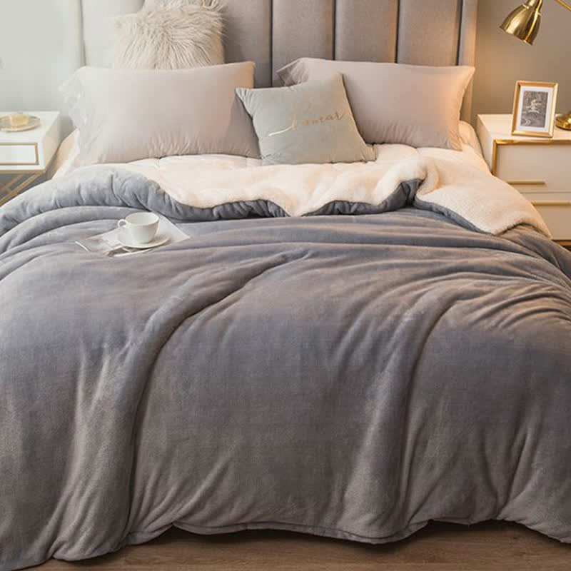 Solid Color Sherpa Duvet Cover Blanket - image 28