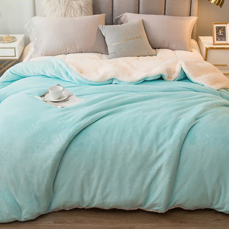 Solid Color Sherpa Duvet Cover Blanket - image 6