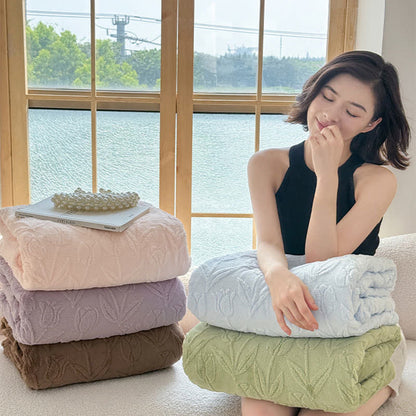 Faux Fur Tulip Textured Plush Blanket - image 2