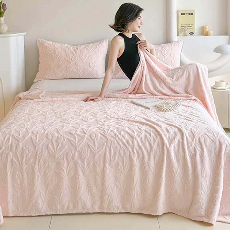 Faux Fur Tulip Textured Plush Blanket - image 3