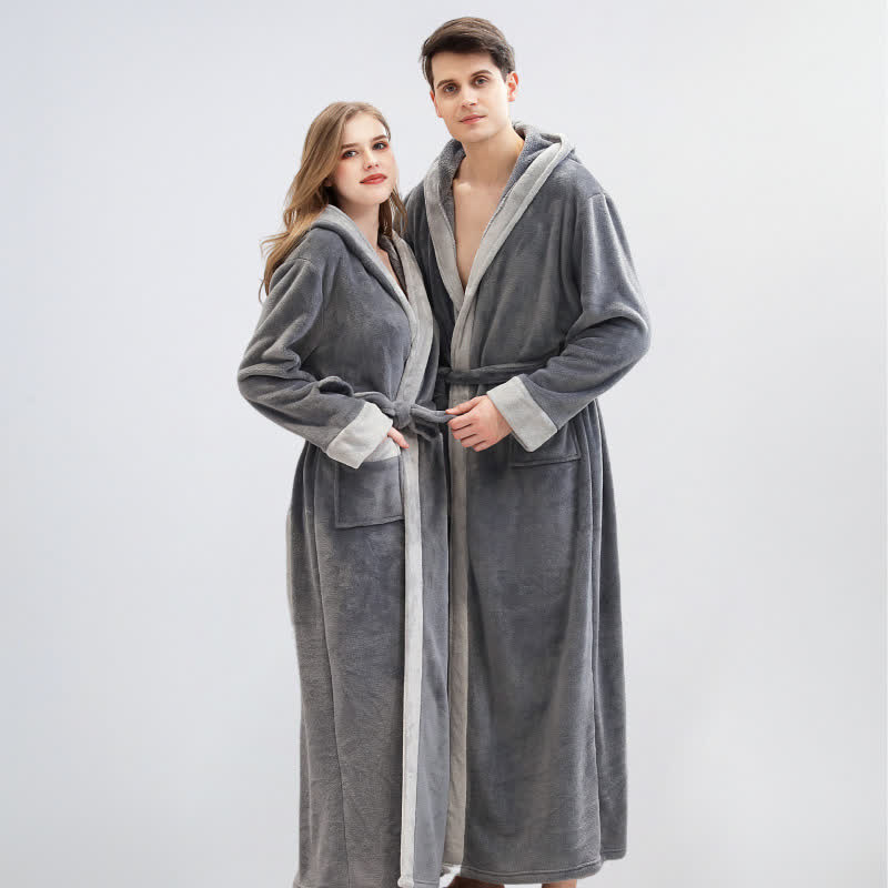 Unisex Fleece Plush Warm Hooded Robe - image 2