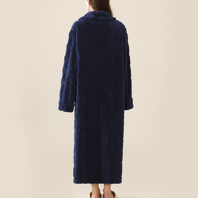 Diamond Textured Zip-Up Plush Robe - image 19