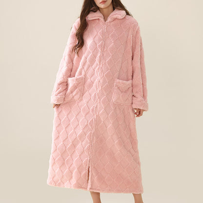 Diamond Textured Zip-Up Plush Robe - image 3