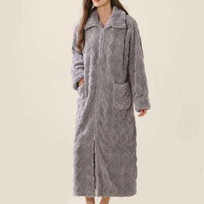 Diamond Textured Zip-Up Plush Robe - image 21