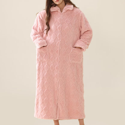 Diamond Textured Zip-Up Plush Robe - image 4