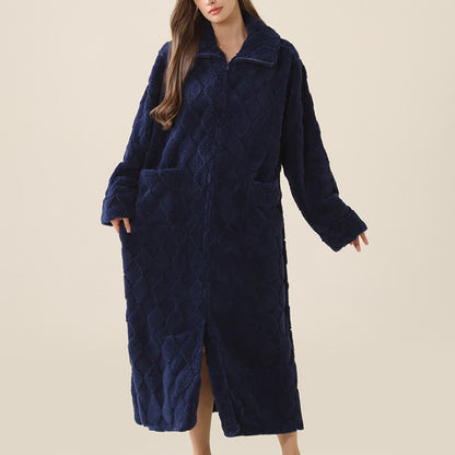 Diamond Textured Zip-Up Plush Robe - image 17