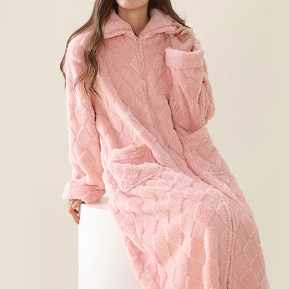 Diamond Textured Zip-Up Plush Robe - image 2