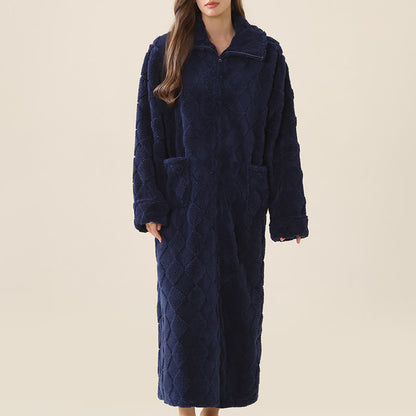 Diamond Textured Zip-Up Plush Robe - image 16