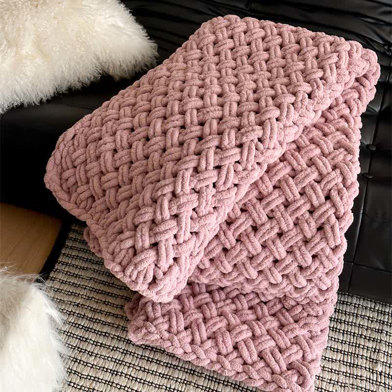 Chunky Knit Hand-Woven Throw Blanket - image 8
