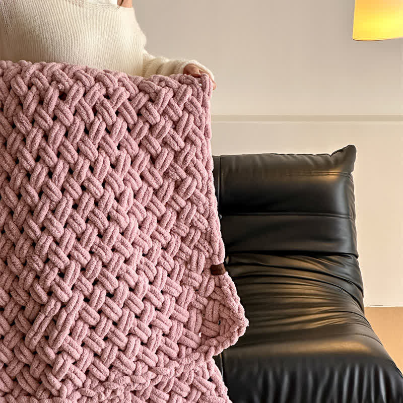 Chunky Knit Hand-Woven Throw Blanket - image 10