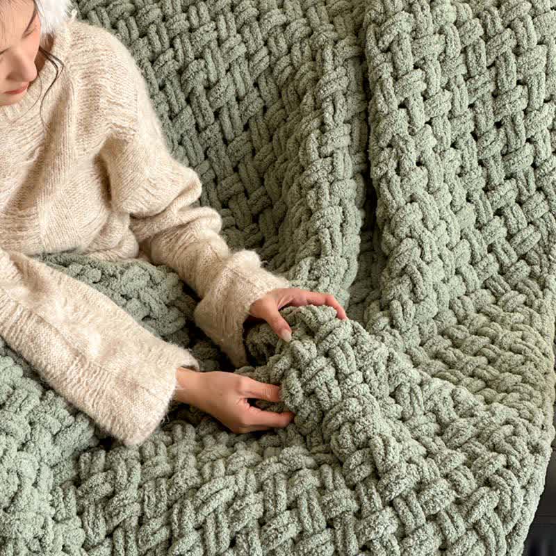 Chunky Knit Hand-Woven Throw Blanket - image 28