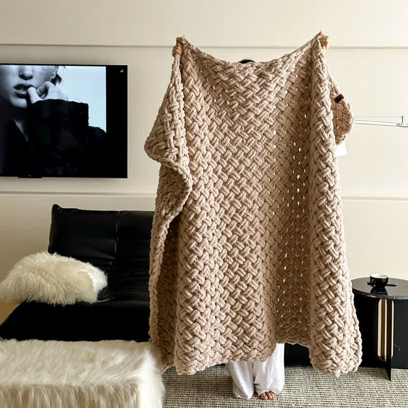 Chunky Knit Hand-Woven Throw Blanket - image 32