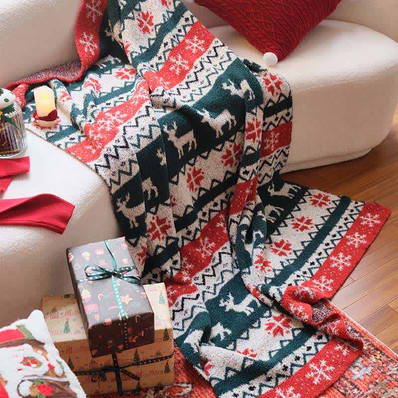 Christmas Fair Isle Reindeer Throw Blanket - image 3