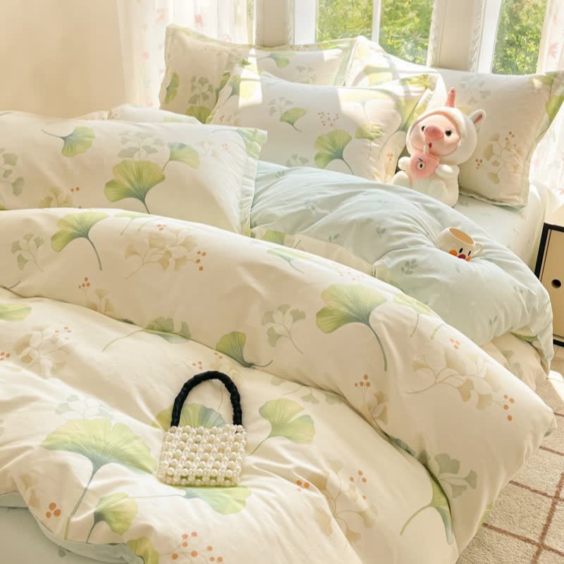 Ginkgo Leaf Pure Cotton Duvet Cover - image 1